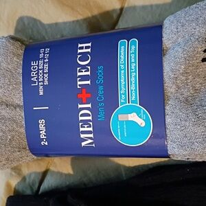 Black And Grey 4 Pr Socks for Men Meditec Diabetic NWT